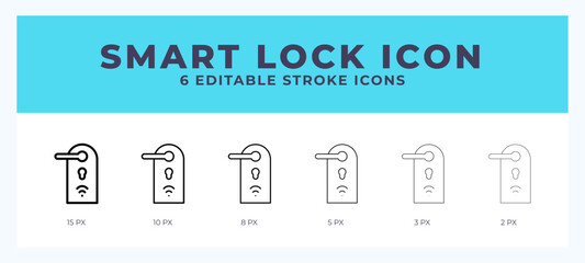 Smart lock icon with different stroke. Editable stroke. Vector illustration.