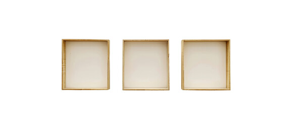 Set of Three Empty Wooden Frames for Art or Photos.