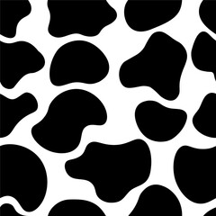 Seamless pattern with scattered black spots. Cartoon texture of cow hair. Simple vector illustration.