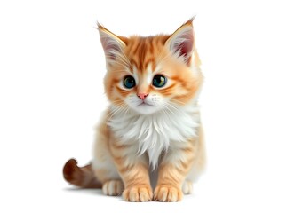 Obraz premium Cute orange cat and grey cat isolated on the white background.