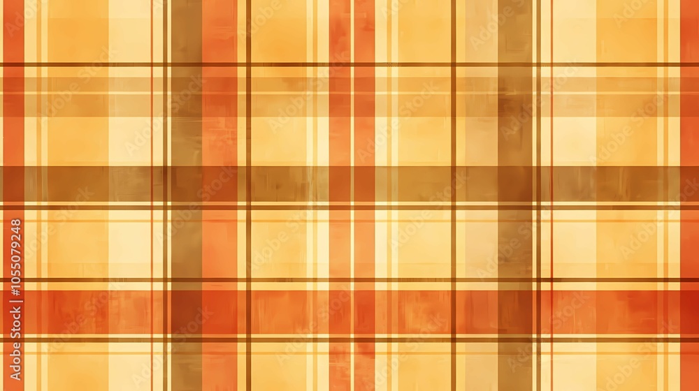 Poster warm plaid pattern: a timeless and versatile plaid pattern in warm tones of orange, yellow, and brow