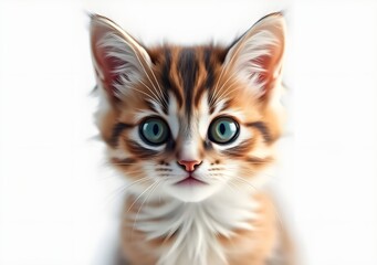 Cute orange cat and grey cat isolated on the white background.