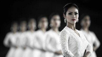 Elegant Cambodian women in traditional dresses performing a captivating apsara dance an ancient classical dance from Cambodia