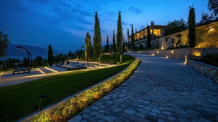 Naklejka premium Exquisite Luxury Villa Resort with Sweeping Landscapes