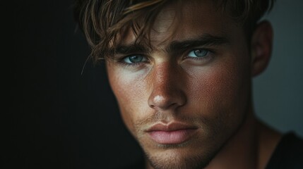 Fototapeta premium A man with a beard and blue eyes