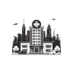 Obraz premium Hospital silhouette vector design illustration
