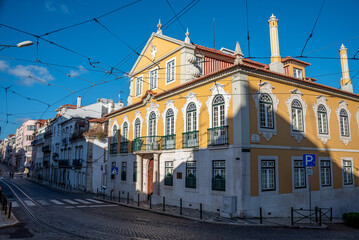 A typical classicistic little palace at Rua de Sao Domingos in the city center of Lisboa