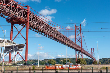 Iconic red bridge of the 25 April in Lisboa