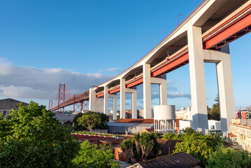 Iconic red bridge of the 25 April in Lisboa