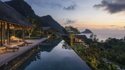 Obraz premium Exquisite Luxury Villa Resort with Sweeping Landscapes