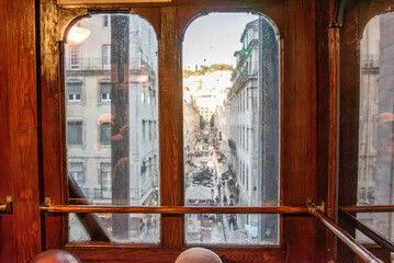 Obraz premium View from the lift of iconic Elevador de Santa Justa in Bairro Alto district of Lisbon