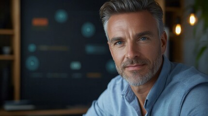 A man with a beard and gray hair is sitting in front of a computer monitor