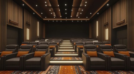 Modern Home Theater with Reclining Seats and a Large Screen