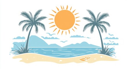 Fototapeta premium Tropical Island Paradise Beach Scene