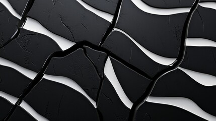 Fototapeta premium Abstract black and white stripes with jagged, irregular shapes, mimicking zebra patterns with a modern, untamed feel. Zebra stripe texture, Sharp contrast design