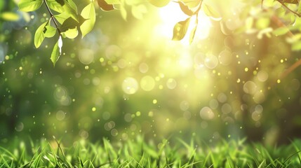 Obraz premium Sunbeams Through Green Leaves