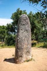 Iconic menhir in Almendres near Evora in Portugal