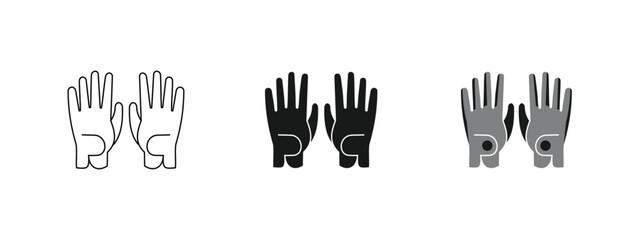 set of golf glove designs, simple outline, solid and gray. editable vector eps 10.