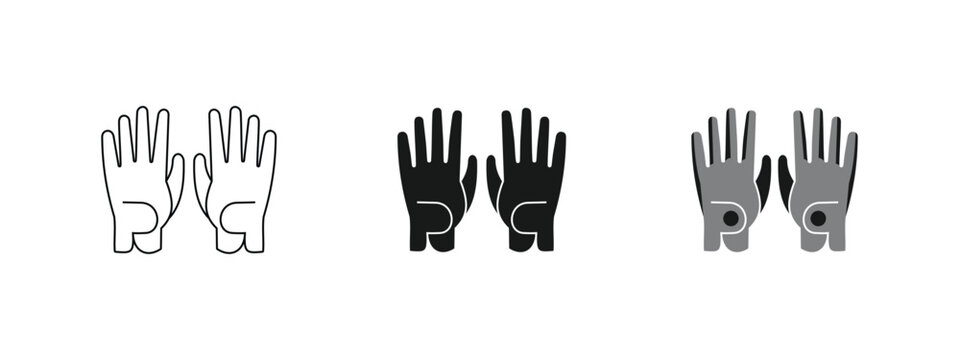 set of golf glove designs, simple outline, solid and gray. editable vector eps 10. - Powered by Adobe