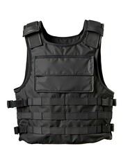 Black bulletproof vest isolated on white background