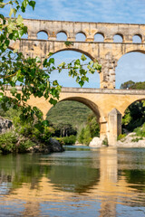 Fototapeta premium Famous Roman aqueduct Pont du Gard in France