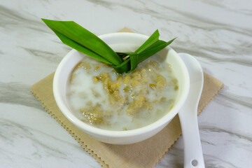 Mung Bean Porridge or Bubur Kacang Hijau, Indonesian dessert porridge.