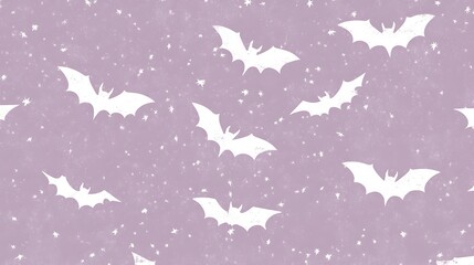 Halloween muted lilac background featuring tiny bat silhouettes