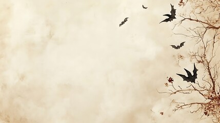Halloween warm cream background with faint bat silhouettes