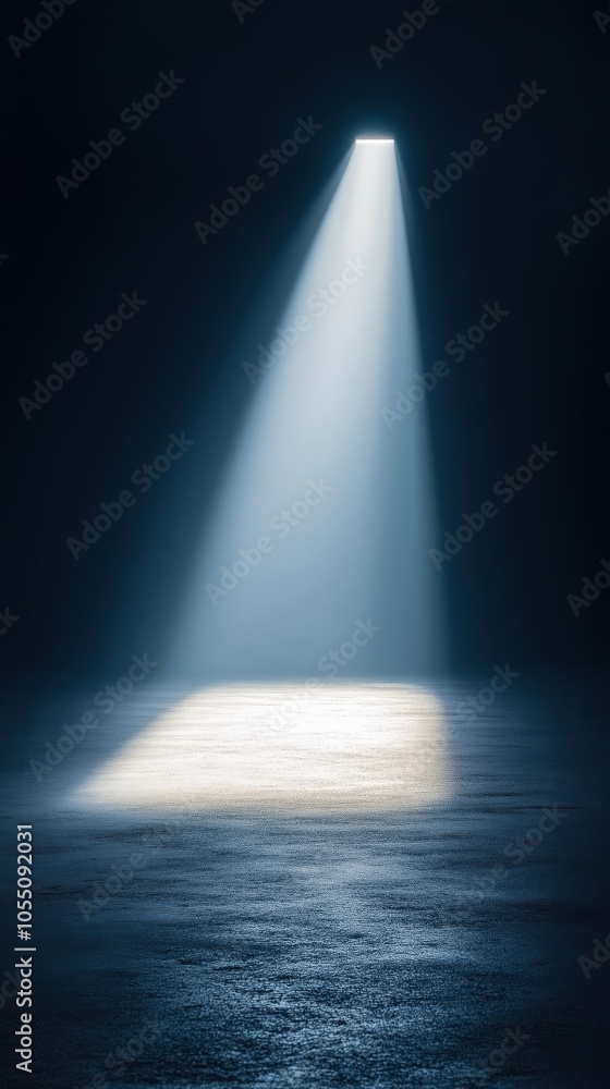 Poster a captivating beam of light illuminating a dark space, creating a dramatic and mysterious atmosphere