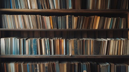 Wall full of old archive records and books on the shelves.