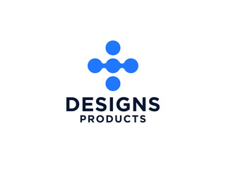 Medical Logo. Blue Cross Sign Dot Liquid isolated on white background.