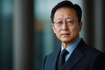 Fototapeta premium A man in a suit and glasses looking directly at the camera