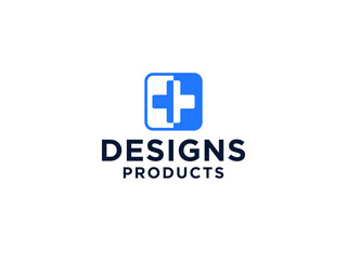 Medical Logo Healthcare Symbol. Cross Sign Negative Space with Medicine Icon isolate on White Background.