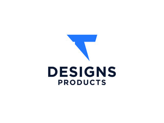 Abstract Letter T Logo. Blue Dot Liquid. Flat Vector Logo Design