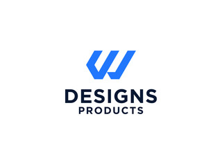 Obraz premium Letter W Logo Blue Square Rounded. Flat Vector Logo Design