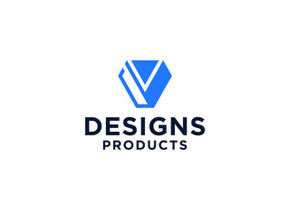 Fototapeta premium Abstract Geometric Line Initial Letter V Logo.