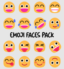 Emoji Emoticon Face Expressions Colorful Vector Set