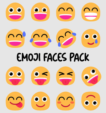 Emoji Emoticon Face Expressions Colorful Vector Set