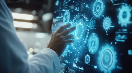 The Scientist Using Digital Interface