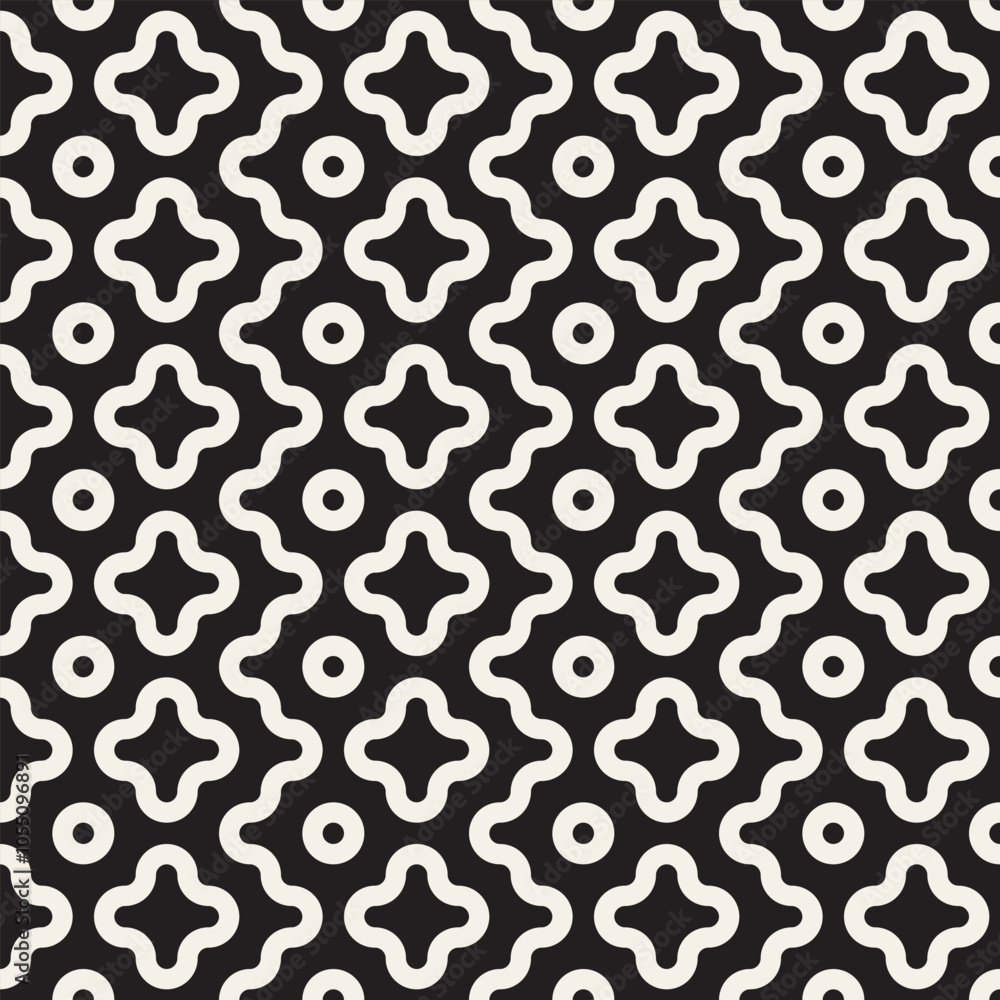 Wall mural vector seamless pattern. repeating geometric elements. stylish monochrome background design.