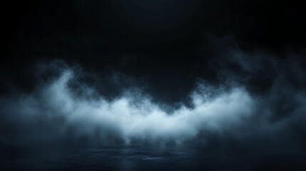 Halloween midnight black vector backdrop with eerie fog effects