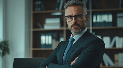 Fototapeta premium Confident Businessman in Modern Office Setting