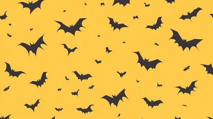Halloween spooky yellow vector backdrop with illustrated haunted houses