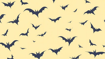 Fototapeta premium Halloween pastel yellow background with playful bat patterns