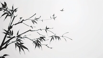 Traditional Chinese White Ink Painting Background - a classic and artistic visual. The traditional Chinese white ink painting background presents a serene and elegant cultural scene