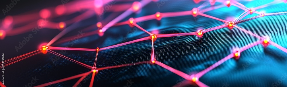 Poster abstract digital network background with glowing connections and data transfer concept