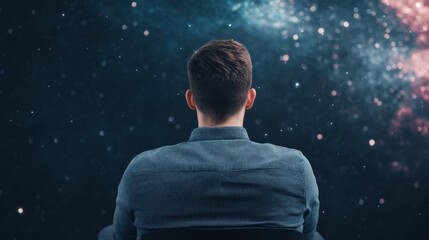 Contemplative man gazing into the vastness of space.