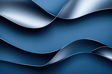 Abstract wavy silver lines on a blue background.
