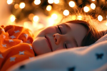 Cozy Child Sleeping Under Soft Lights