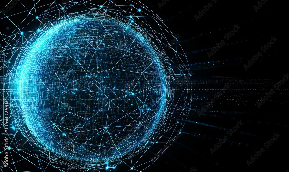 Aufkleber abstract digital network background with glowing connections and data transfer concept